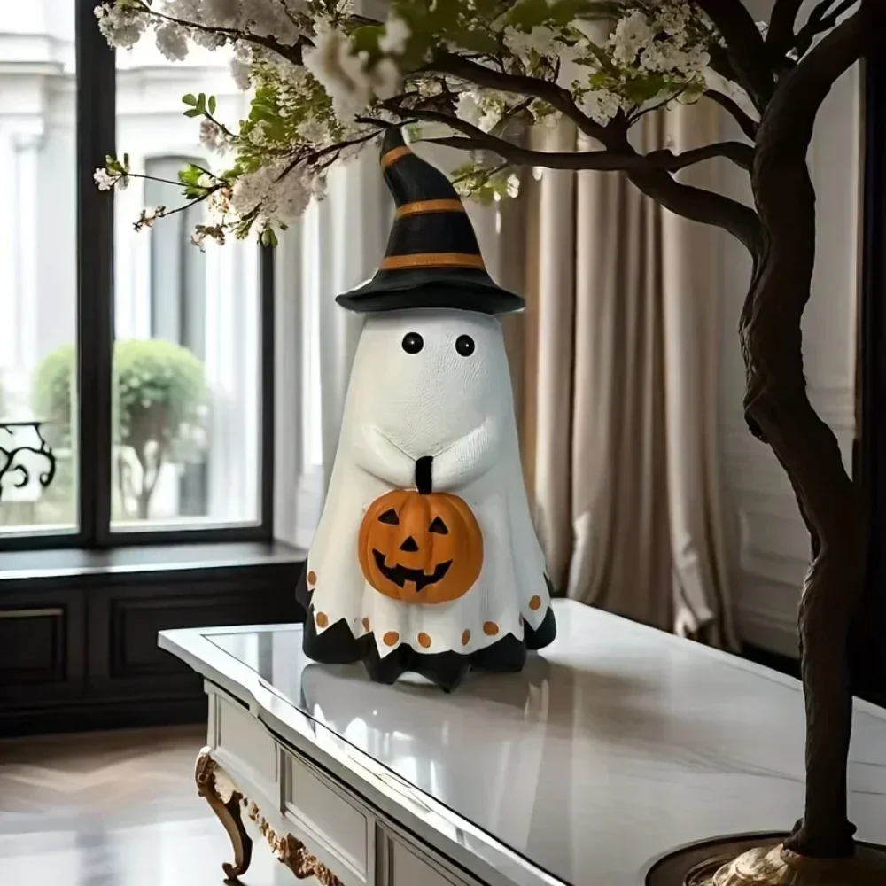 1pc Halloween Pumpkin Statue Resin Art Decor Perfect For Home Decoraction Bedroom Living Room Kitchen For Halloween Party
