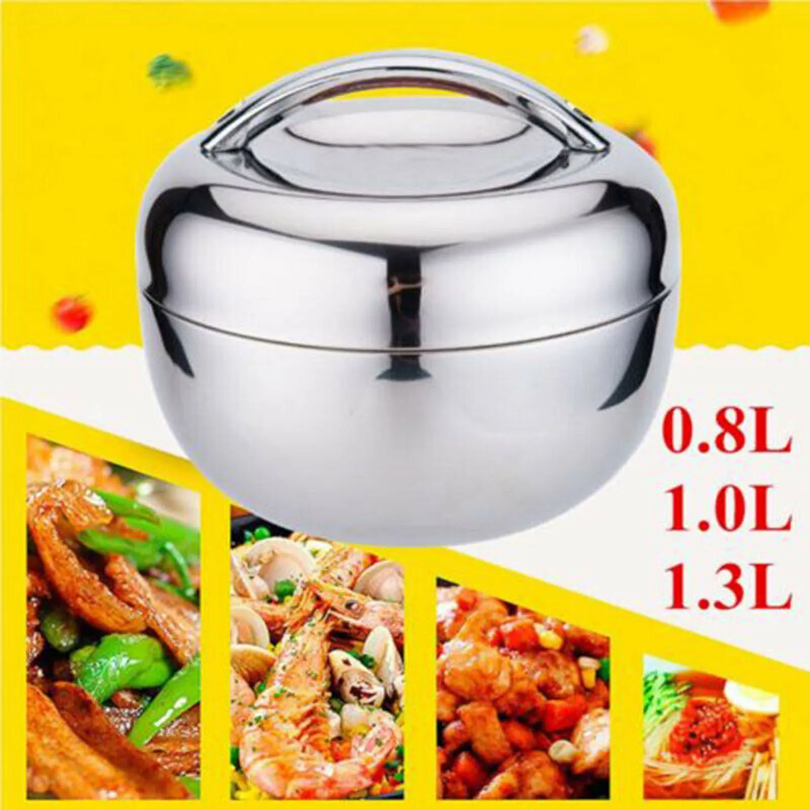 Stainless Steel Lunch Box for Kids Food Container Handle Heat Retaining Thermal Insulation Bowl Portable Picnic Bento Box