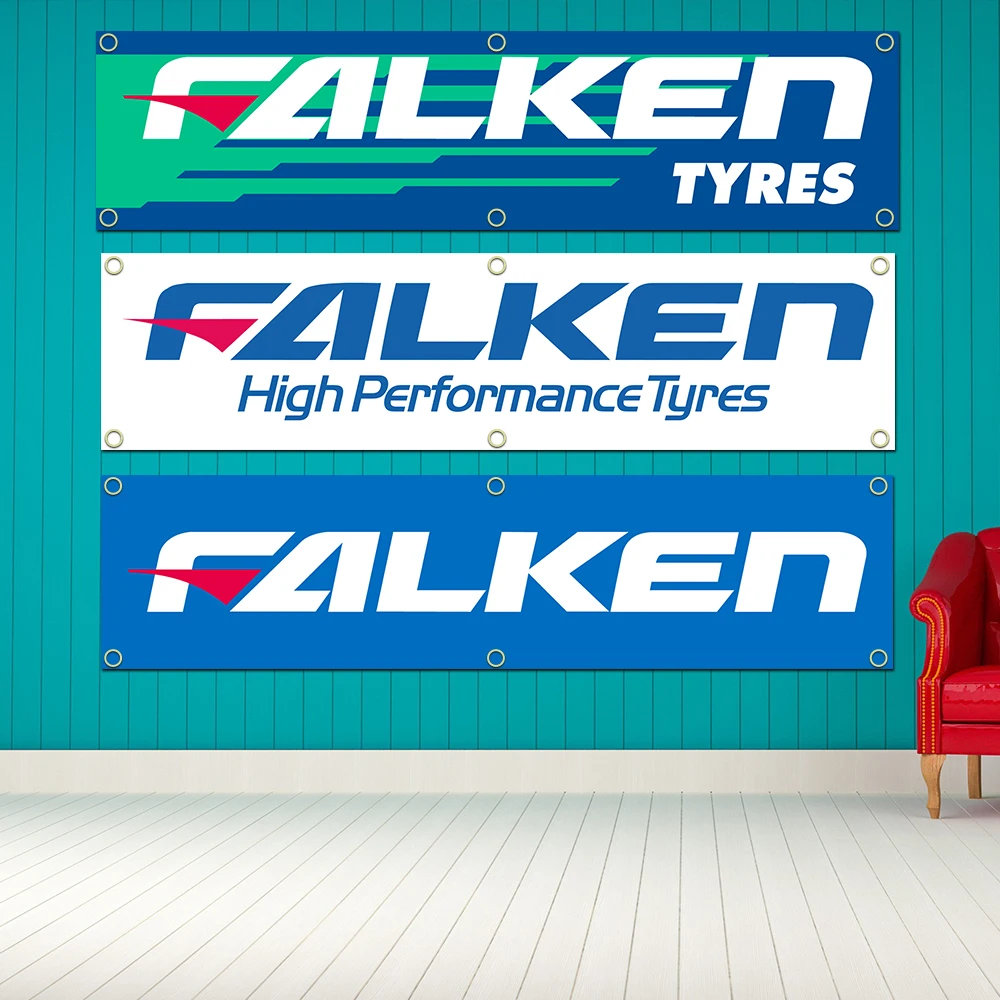 60X240cm Falkens Tire Banner Flag Polyester Printed Garage Wall Art Outdoor Decorations Tapestry With Brass Grommets