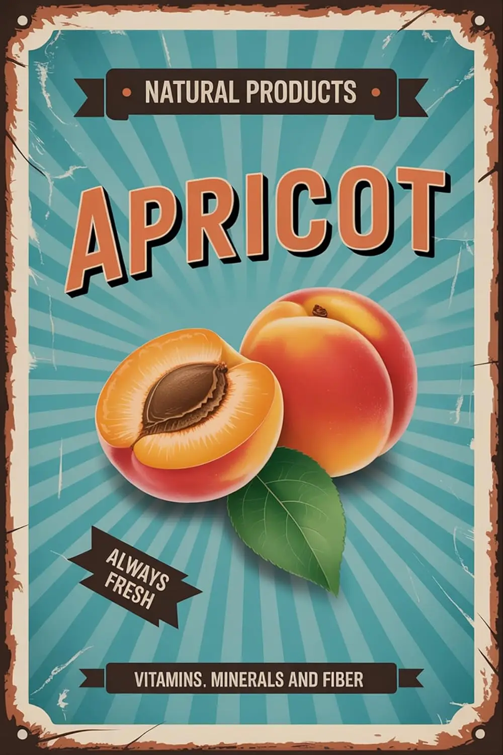 Vintage Apricot Fruits Metal Tin Signs Funny Retro Wall Art Decorative for Home Store Farm Farmhouse 8x12 inches sign