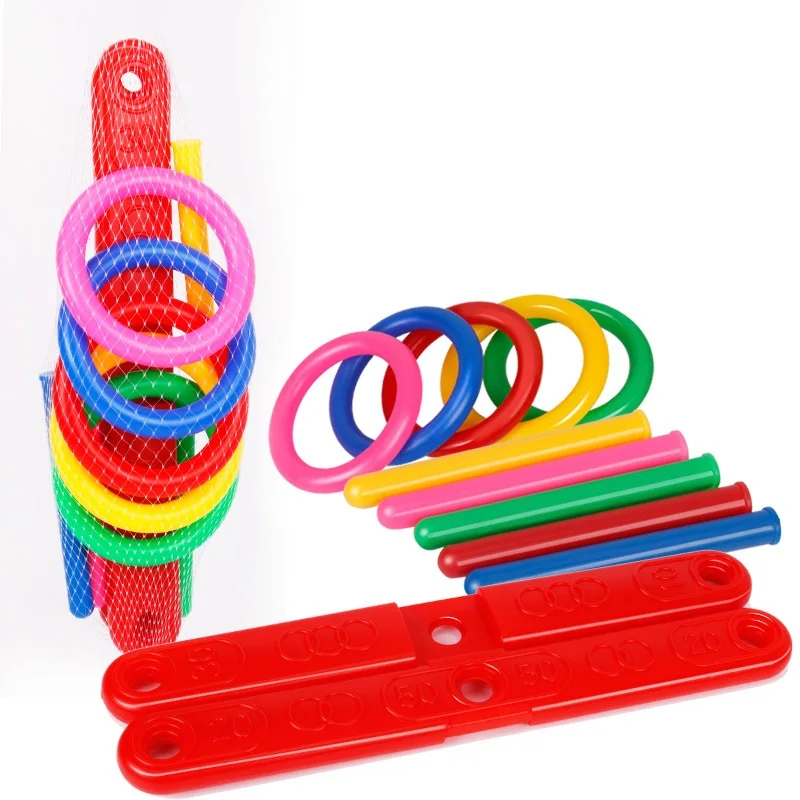 1 Set Hoop Ring Toss Quoits anello di plastica lancio ghiera divertenti bambini giocattoli sportivi all'aperto Cross Garden Game Pool per regalo per bambini