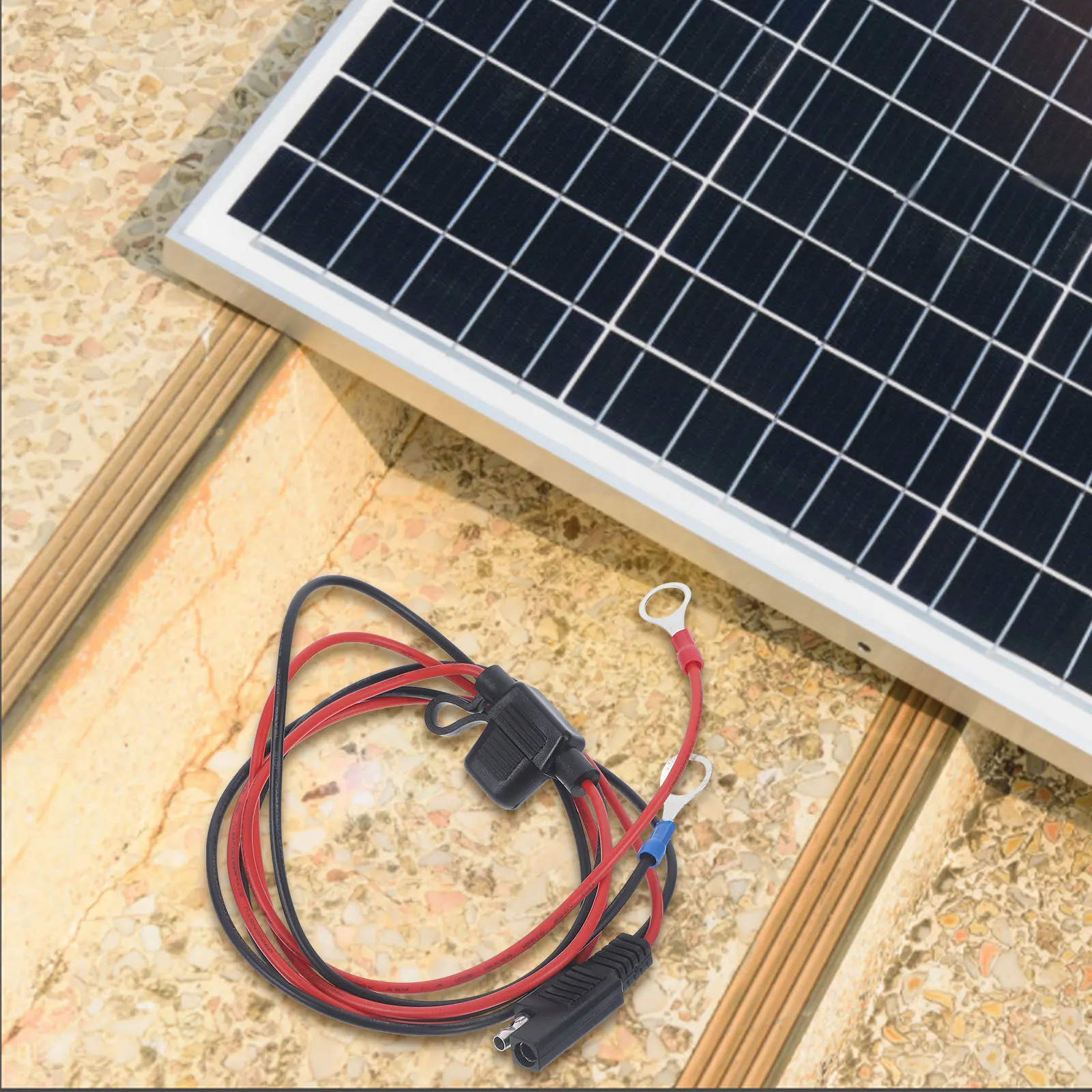 

Solar Cell Wire Extension Cable Outdoor Panel Wires Black Connecting Cables SAE O Type Terminal Solar Fuse Wire Long