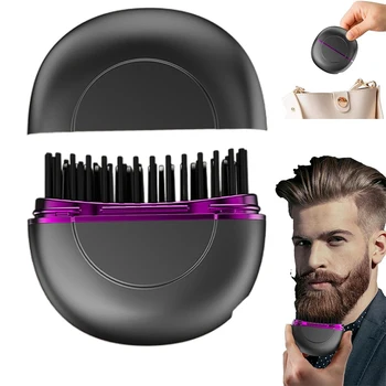 Image Mini Beard Straightener Wireless Hair Straightener Comb Electric Hair Brushes Lightweight Hair Straightener Brush for Travel