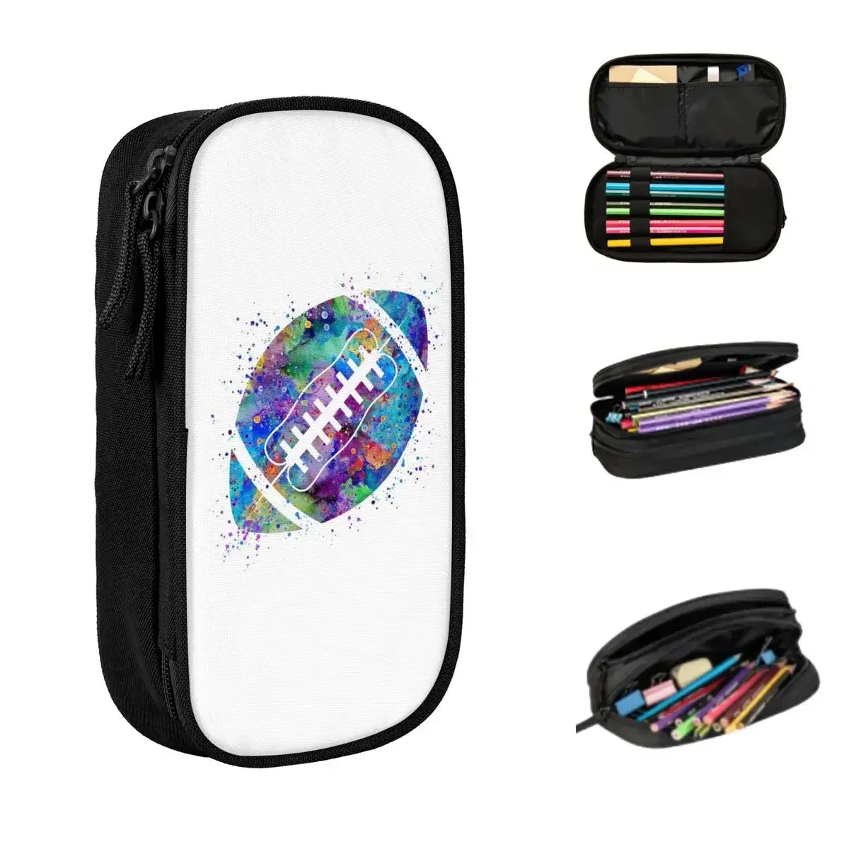 

American Football Ball Pencil Cases Large Capacity Pen Bags Pen Box Pencil Pouch For Boys Girls Students Stationery School