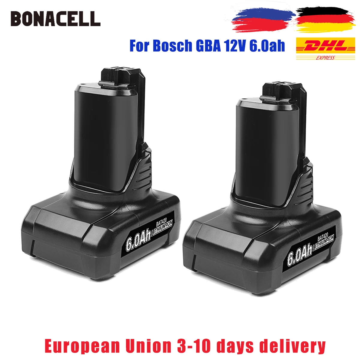 12V 6.0Ah Li-ion Replacement Battery for Bosch BAT420 12-Volt Max Lithium Power Tools 2607336013 2607336014 gba 12v 6.0ah