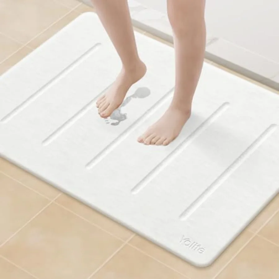 

Stone Bath Mat Large 32" x 20" Diatomaceous Earth Bath Mat for Bathroom Super Absorbent Quick Drying Bathroom Stone Mat Non-Sli