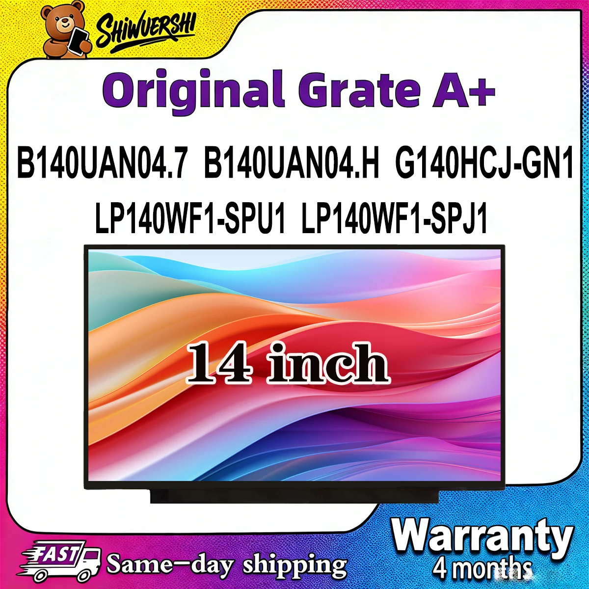 

Original New A+ 14 inch Slim Laptop Lcd Screen Panel B140UAN04.7 B140UAN04.H G140HCJ GN1 LP140WF1 SPU1 LP140WF1 SPJ1 60Hz