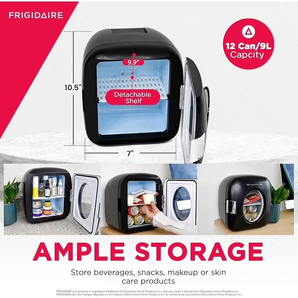 Компактный мини-холодильник в стиле ретро, 9 л, портативный холодильник для напитков, ухода за кожей, путешествия, офис, общежитие, термоэлектрический, с электрическим охлаждением