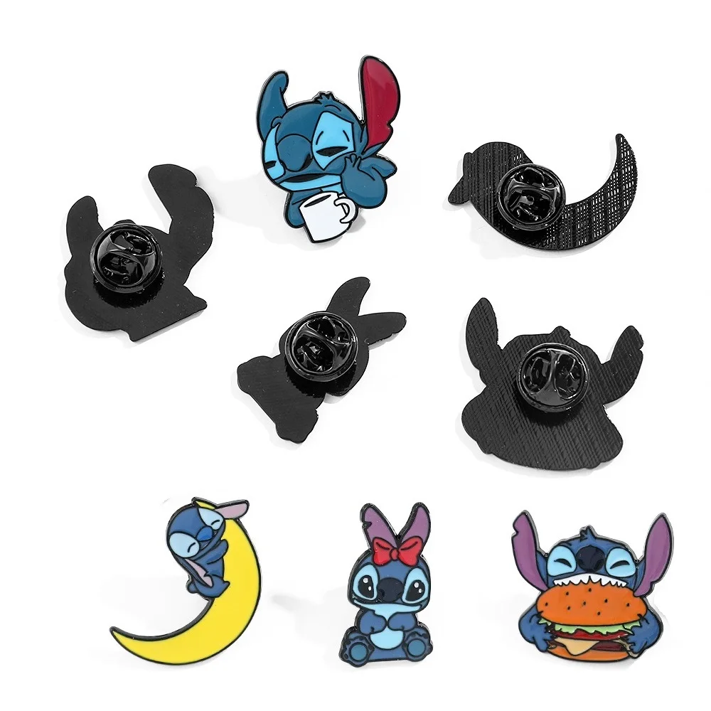 

5Pcs Cartoon Disney Stitch Enamel Pin Brooches For Women Lapel Pins Badge on Backpack Clothes Accessories Fashion children Gifts