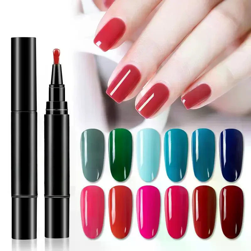 1Pcs Semi Permanent Base Top Coat UV Gel Pure Color Gel Nail Polish Pen For Nail Art Gel Varnish Hybrid Neon Nail Polish