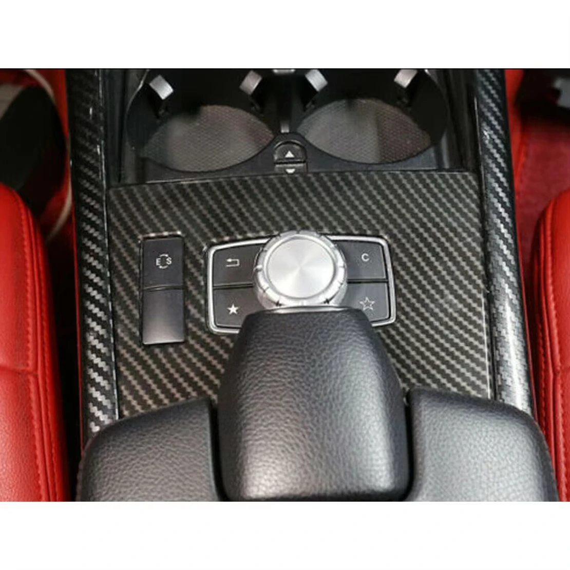 Left Hand Drive Central Console Gear Shift Panel Cover Trim Carbon Fiber Style ABS Fit for Mercedes Benz E Class W212 2014-2015