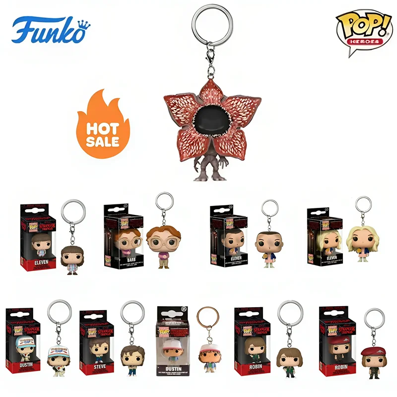 Funko Pop Strangers ELEVEN Demogorgon DUSTIN Barb llavero figura de acción muñecas coleccionables en miniatura juguetes para niños regalos