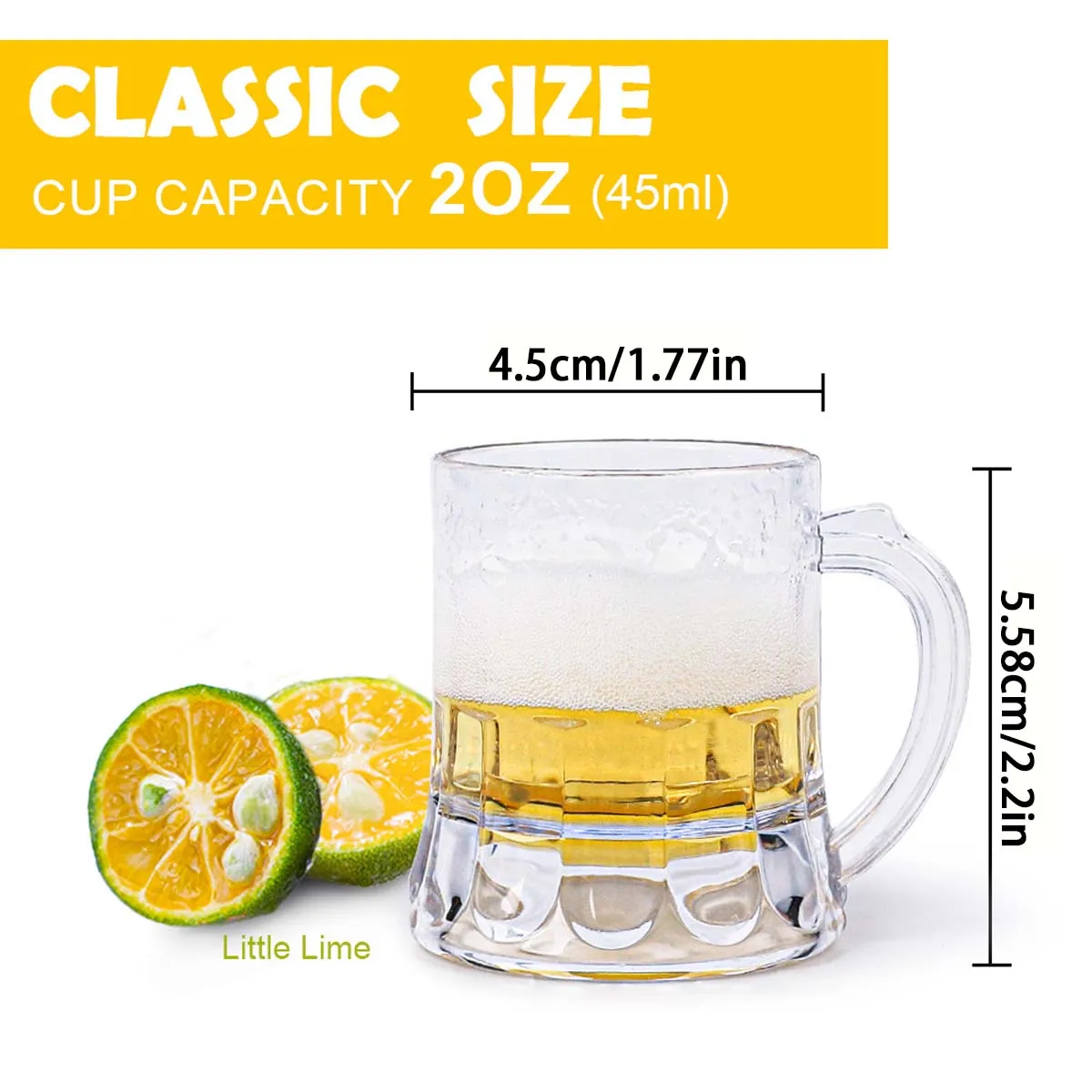 Mini Clear Beer Stein - 2oz Beer Mugs, Shot Glasses for Drinking Beer Festival Birthday Party Supplies, Wedding Decor Wine Glass