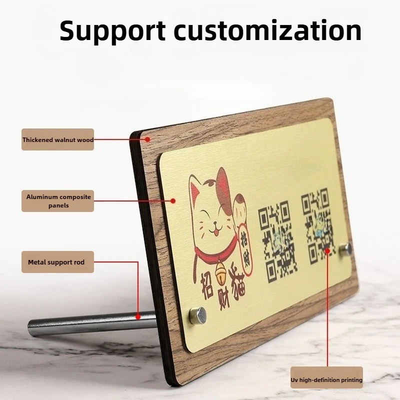 

Custom Wood QR Code Leave A Review Desk Sign Small Business Sign QR Code Social Media Plate Tag Home Business Shop Decor Sign