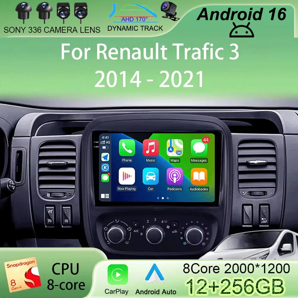 

Android 16 for Renault Trafic 3 2014 - 2021 Car Radio Video Multimedia Player for Opel Vivaro B 2014 - 2018 Auto Navigation GPS
