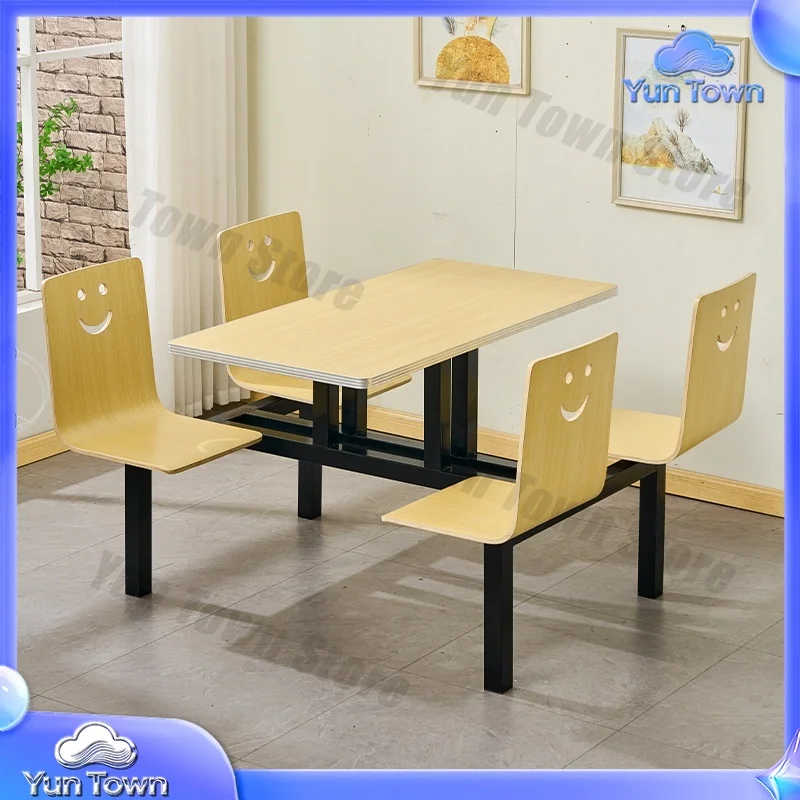 Stainless Steel Integrated Dining Tables and Chairs for Employee Canteens Schools Companies and Factory Canteens