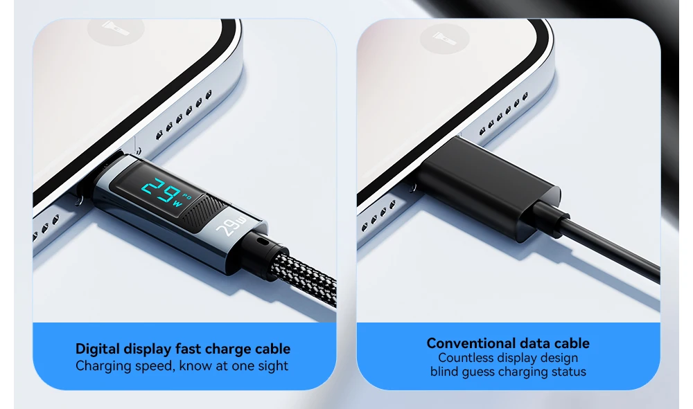 Essager USB Type C Cable for iPhone 14 13 12 11 Pro Max PD 29W Fast Charging Wire for iPhone Charger Cable Digital Display Cable