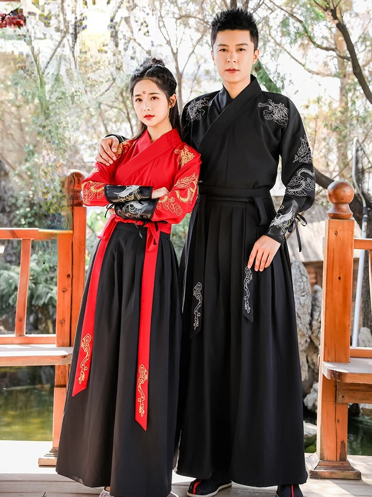 Samurai Man Kimono Han Dynasty Hanfu Dress Ancient Dance Costume Chinese Traditional Couple CP Clothes Chinese Hanfu Performance