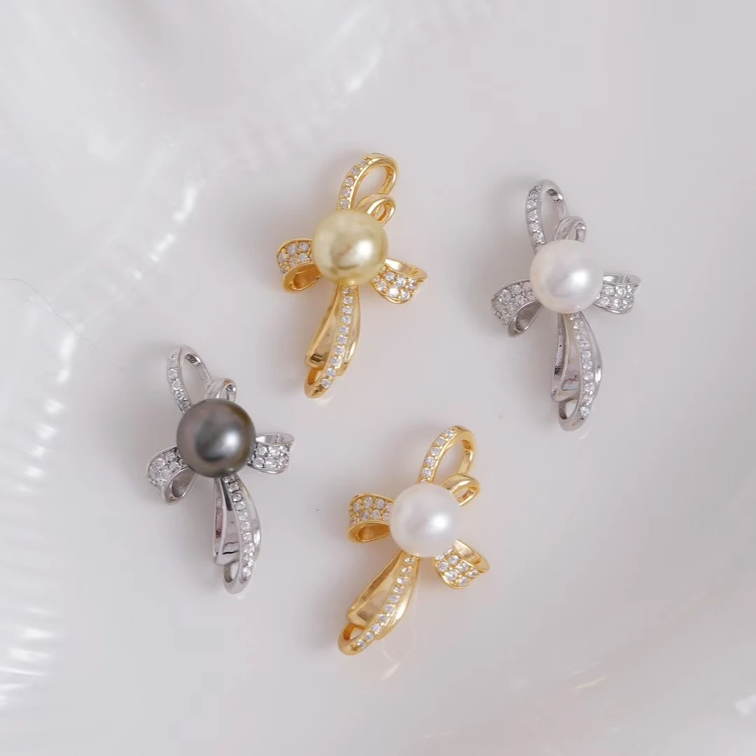 Cross Shape 925 Sterling Silver Pendant Mounts Base Findings Settings Mountings Jewelry Fittings for 7-8mm Pearls 3pcs/lot
