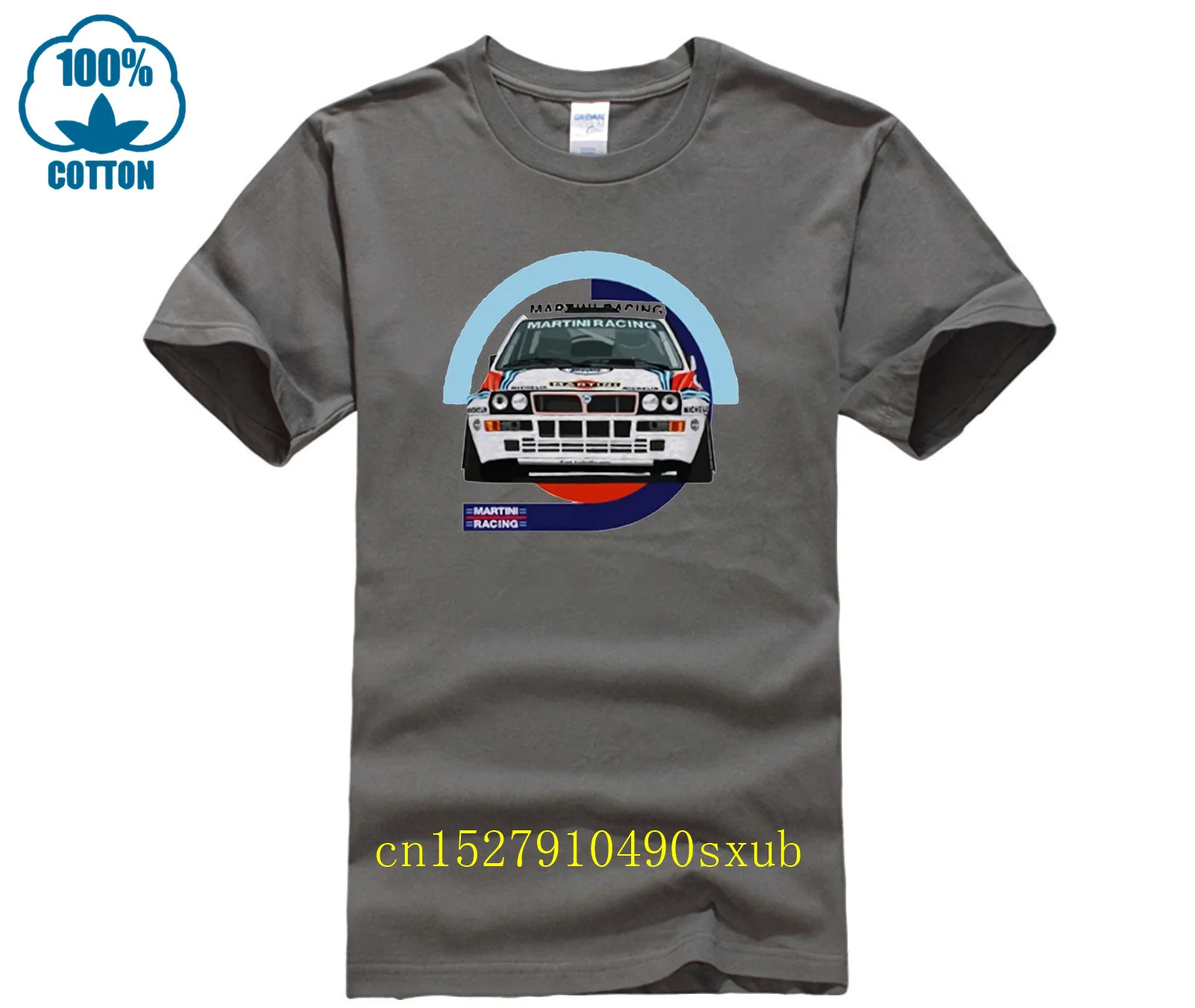 Lancia Delta Integrale Classic Rally T Shirt White or Gray Martini Racinger Print Tee Cotton Men Short Sleeve Clothing