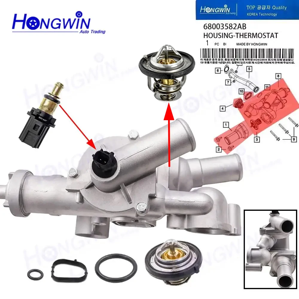 

Алюминиевый корпус термостата и провод 68003582AB для Chrysler 200 Sebring Dodge Avenger Caliber Journey Jeep Compass 55111017AC