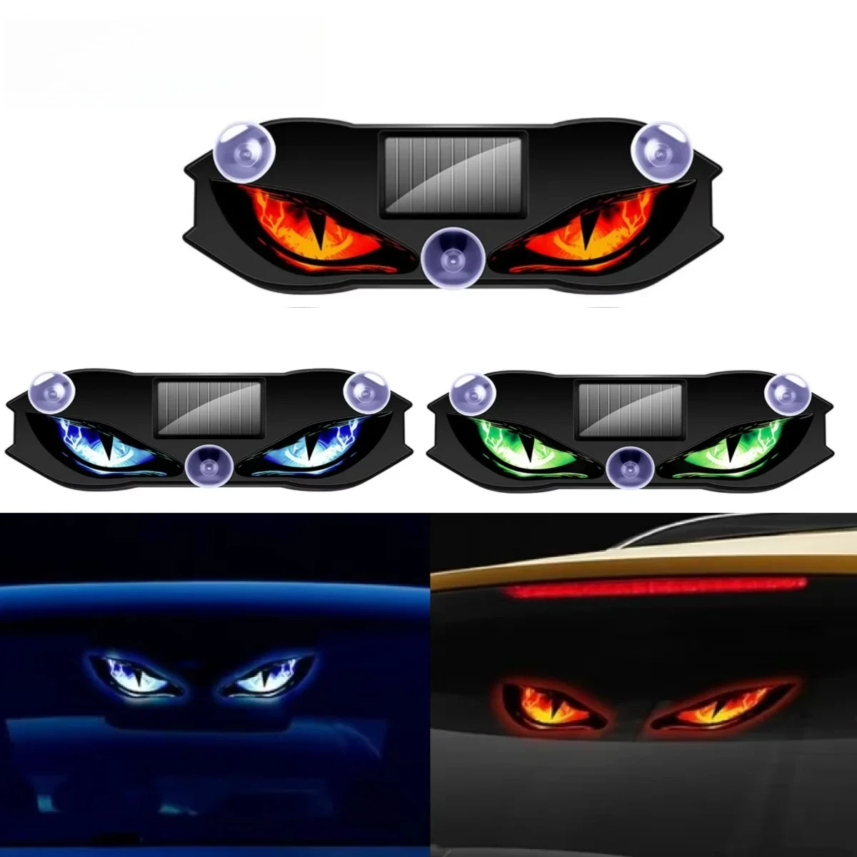 KEVANLY Solar Power Car Demon Eye Light Cool Flashing Warning Light Dynamic Safety Vehicle Signal Lights Universal