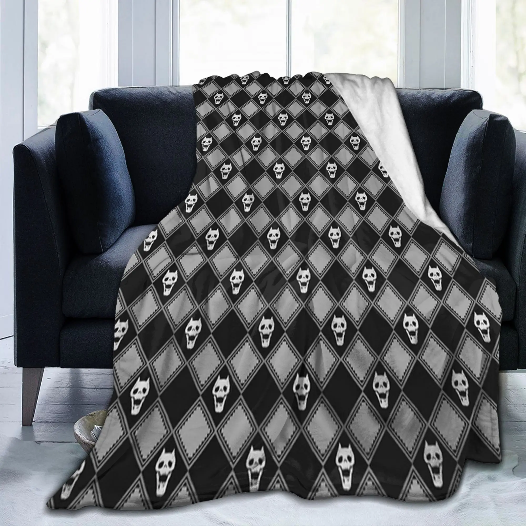 JOJOs Bizarre Adventure Knitted Blankets Fleece  Japanese Anime Ultra-Soft Throw Blankets for Outdoor Travel Bed Rug