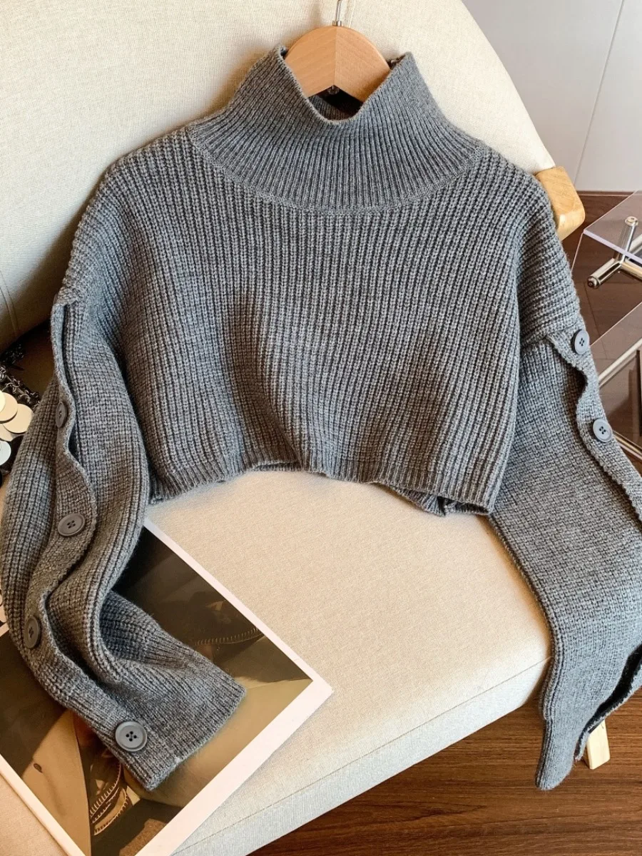 

Женский осенний вязаный свитер High Ne Long Sve, новое пальто с высокой талией и дизайном Self-Kee, прямой крой