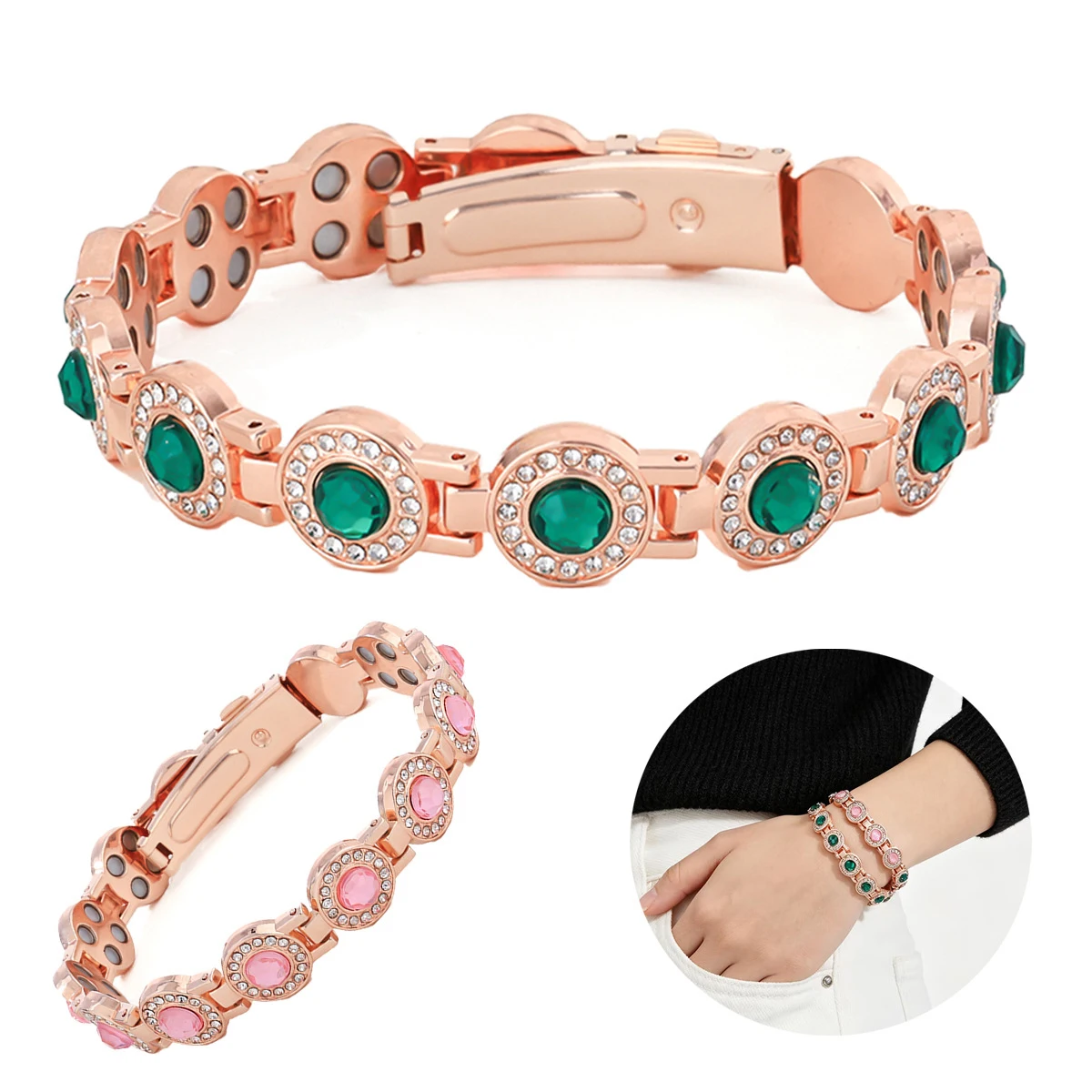 Luxury Women's Magnetic Therapy Bracelet; Adjustable Gemstone Inlaid Bracelet; The Best Jewelry Gift For Lovers, Mothers
