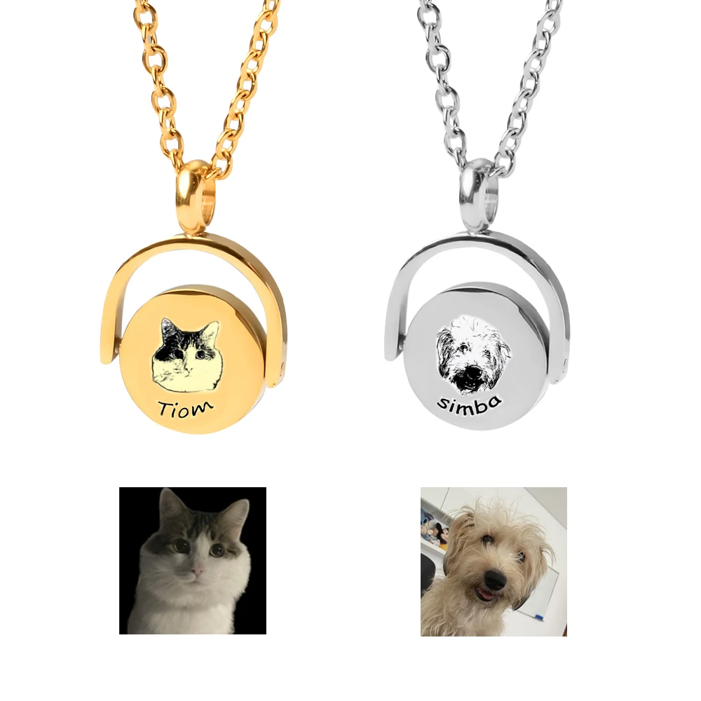 

Customized Photo Pendant Necklace For Women Personized Lazer Engraved Photo Coin Charm Choker
