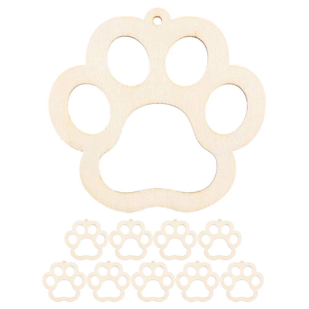

10 Sets Wooden Slices Pet Paws Discs Diy Gift Tags Unfinished Chips Craft Supply Home Decor Painting Projects Dog Paw Shape