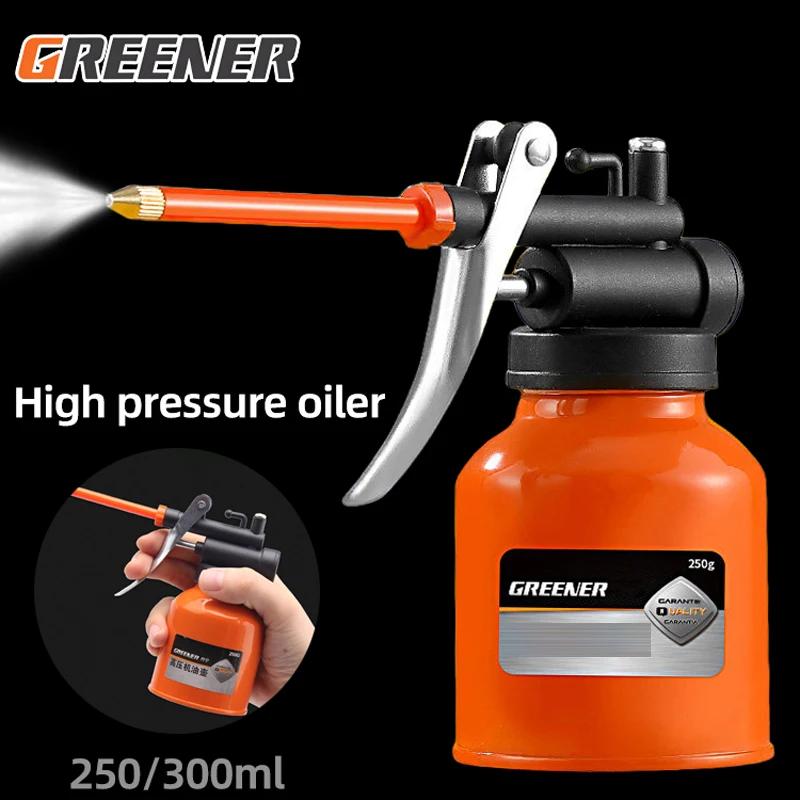 GREENERY High Pressure Grease Gun Oil Can 250ml 350ml Metal Hand Lubrication Pump Extended Sprinkler for Motorcycle Car Maintena