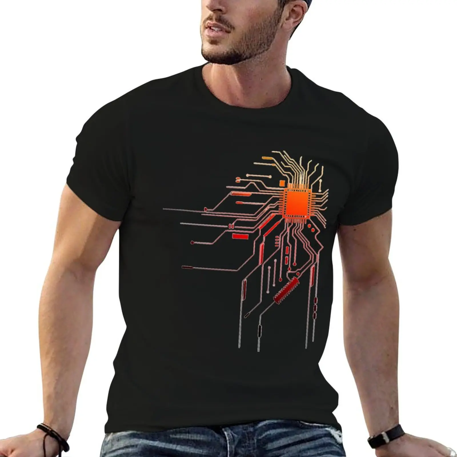Computer CPU Core Heart T-Shirt printed t shirts for man cotton t shirts man 100% t shirts for man pack cotton T-shirt