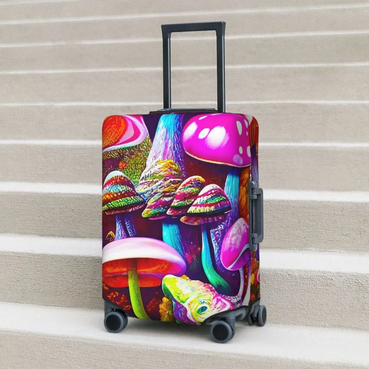 

Magic Mushrooms Suitcase Cover Holiday Cute Mushroom Fun Luggage Case Cruise Trip Protector