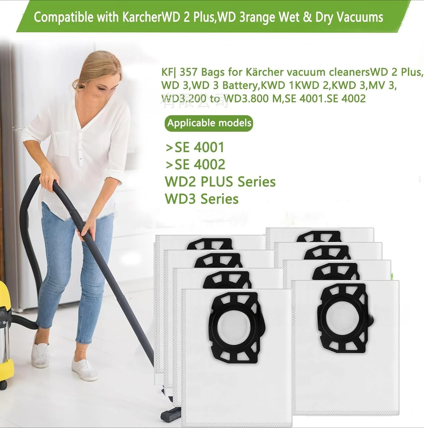 

Подходит для пылесборников Karcher WD3/MV3/KD3/WD2/SE4001, мешок для сбора пыли для пылесосов Karcher.