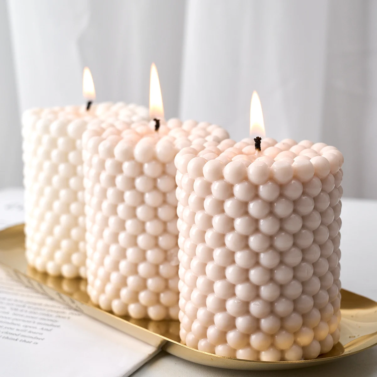 Non-stick Bubble Cylinder Silicone Candle Mold DIY Handmade Scented Candles Soap Molds Plaster Resin Baking Mould Home Craft Dec