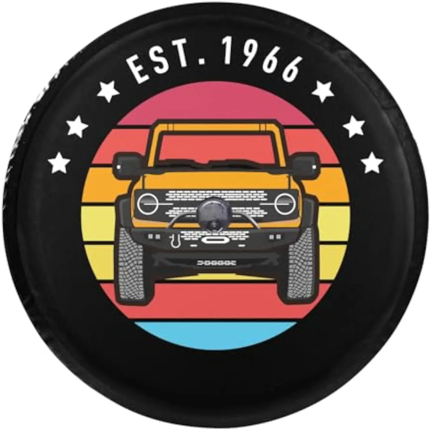 

Est 1966 Retro Bronco Graphic Spare Tire Cover UV Water Resistant Protector for Ford Bronco