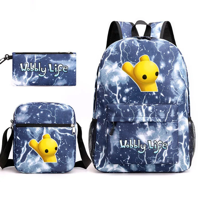 

3Pcs/set Game Wobbly Life Anime Creative Cartoon Print Laptop Backpack Unisex Fashion Travel Bag Christmas Gift Students Gamer