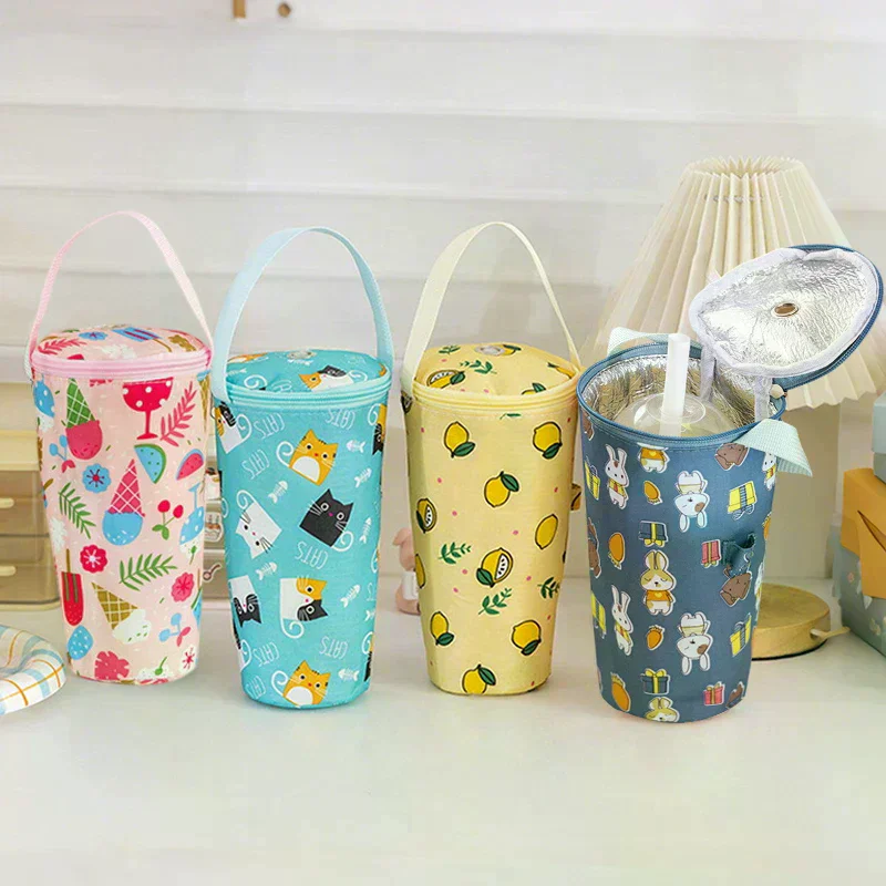 Milk Tea Tote Bag Heat Preservation Bag Eco-friendly Handbag Carrying Insulated Cup Cover Tumbler Cup Accessories Portable