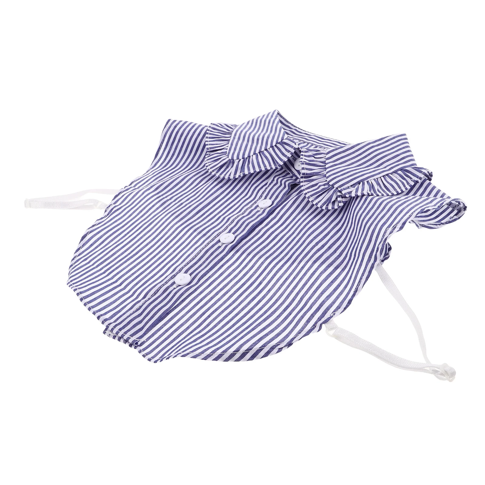 

Blue Striped Detachable Fake Collar Ruffled Edges Half Shirt Dickey Women Faux Collar Layered Look Business Casual Formal