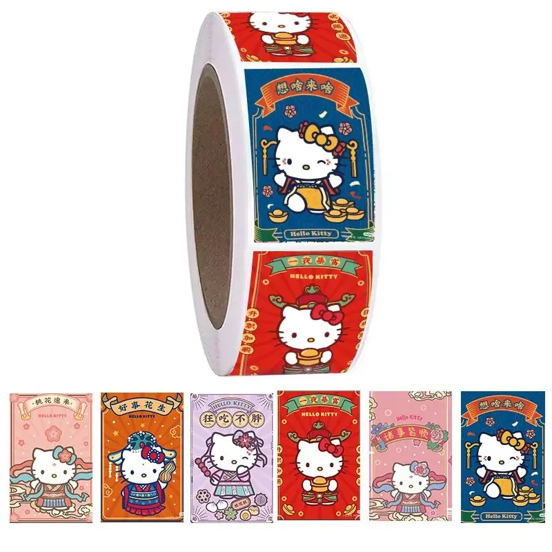 200Pcs/Roll Kawaii Sanrio Stickers Hello Kitty Ins Cute Kitty Cat Diy Handbook Decorationsealing sticker gift decoration sticker