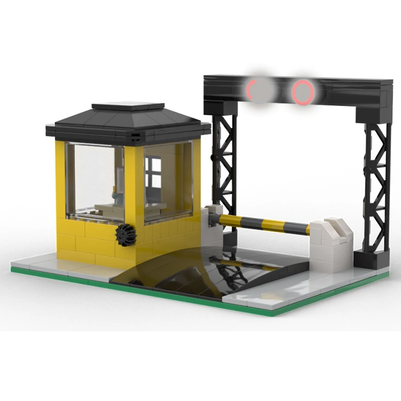 208PCS MOC Stad Verkeers Modulaire Tol Booth Road Gate Building Model DIY Model Bouwstenen Verjaardag Speelgoed Gift