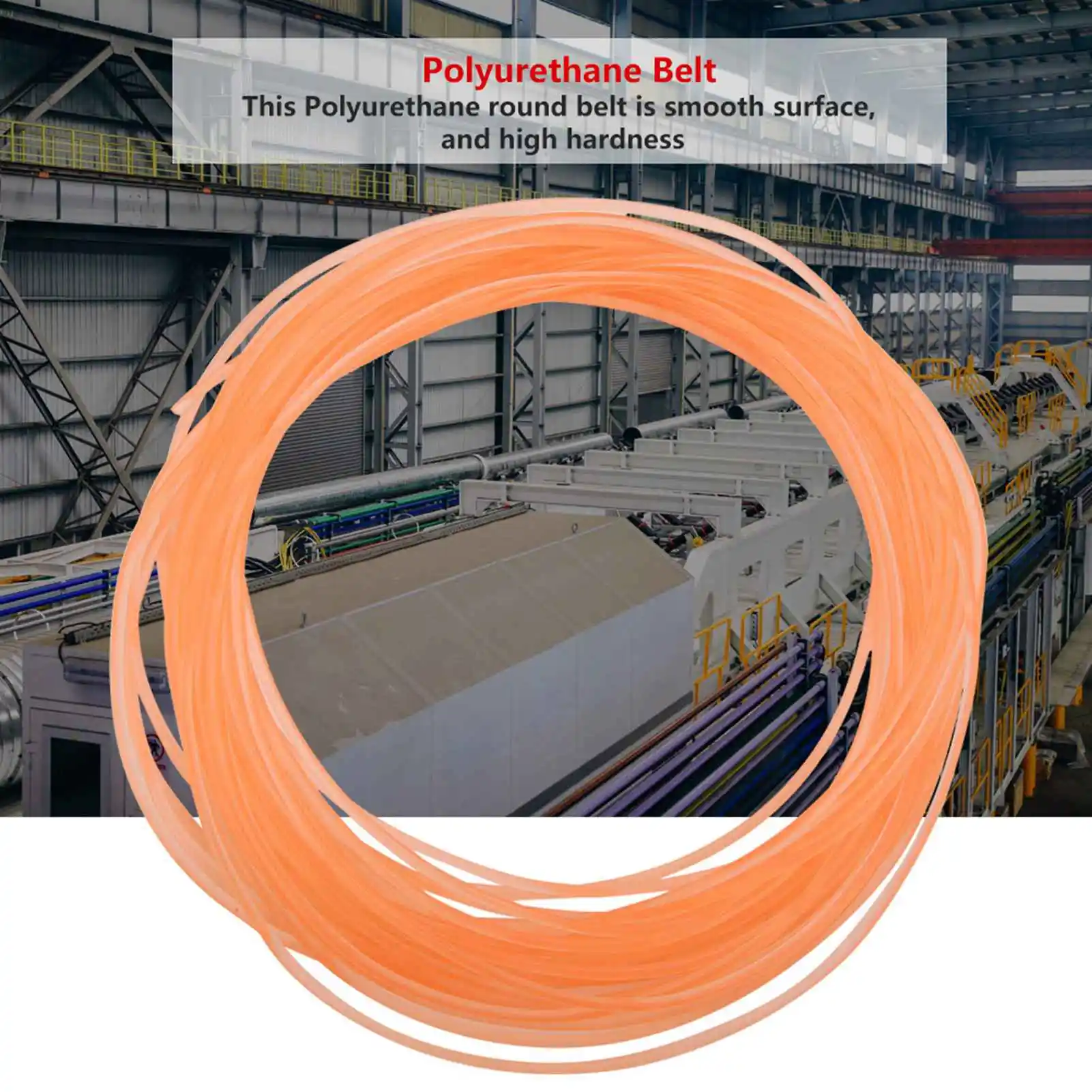 Orange Smooth PU Polyurethane Round Belt for Drive Transmission(4mm*10m)