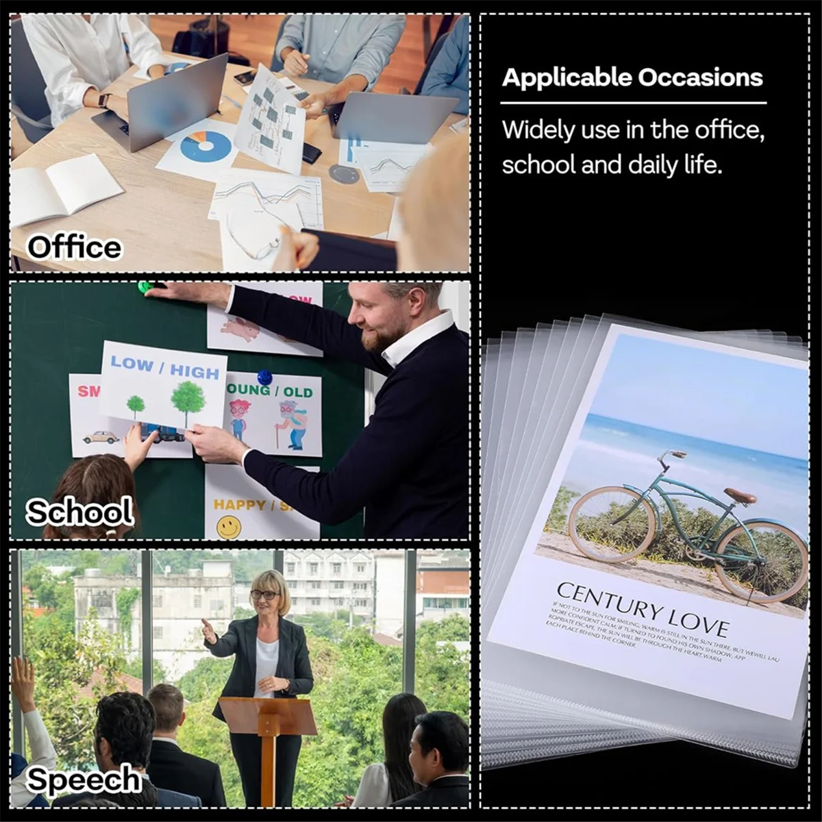 AAAE 60 قطعة من مجلدات الملفات البلاستيكية الشفافة على شكل حرف L نسخة مجلدات المشروع الأمنية مجلدات الأكمام الورقية للورق بحجم A4/الرسالة