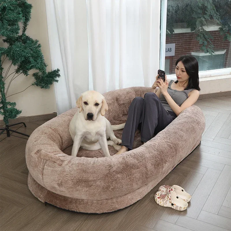 Giant Kennel Dog Sofa Sleepable and Reclining Lazy Sofa Human Pet Interactive Furniture Large Dog Bed Removable and Washable