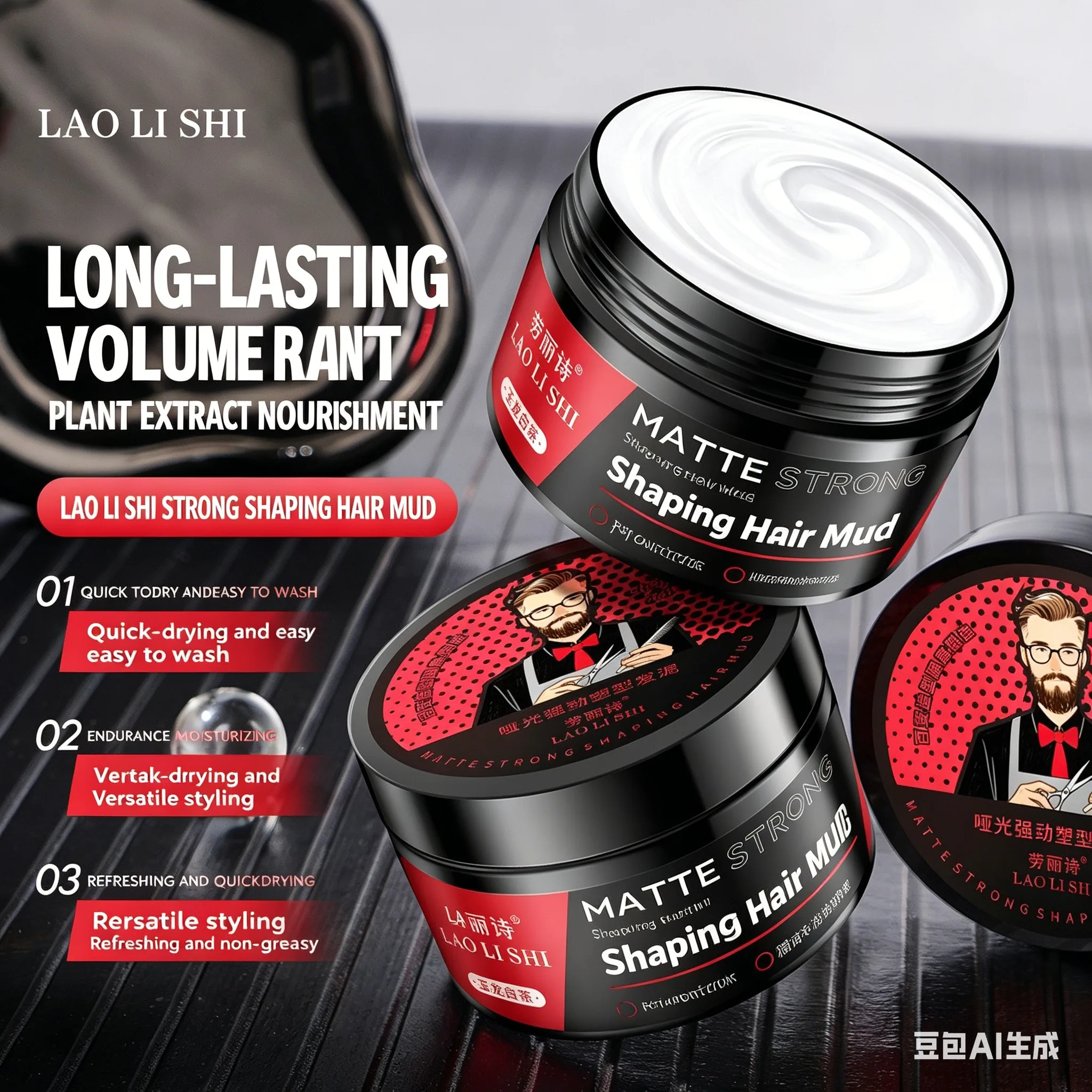 

Men Matte Hair Mud Strong Power Hold Hair Styling Paste Natural Fluffy Long Lasting Refreshing No Grease Hair Clay