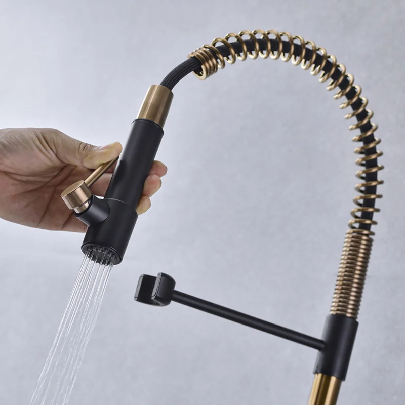 Kitchen Faucets Spring Universal Rotating Retractable Hot and Cold Water Kitchen Vegetable Basin Sink Available Double Faucet