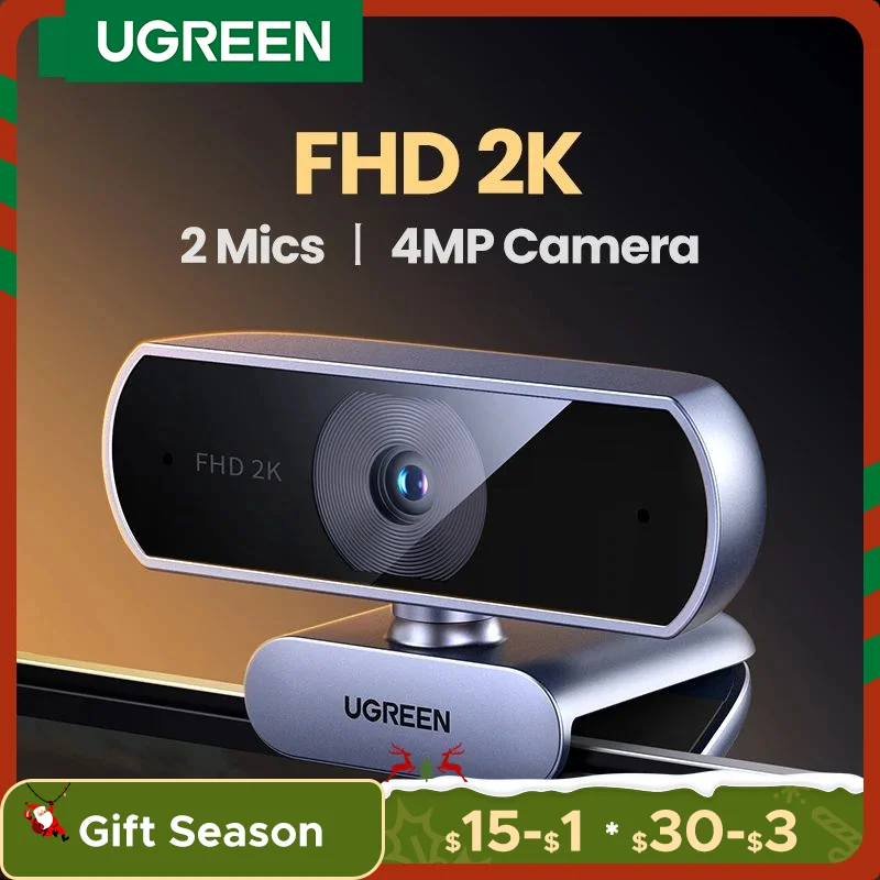 UGREEN USB 2K HD Mini  Dual Microphones for Youtube Zoom Video Calling 30fps