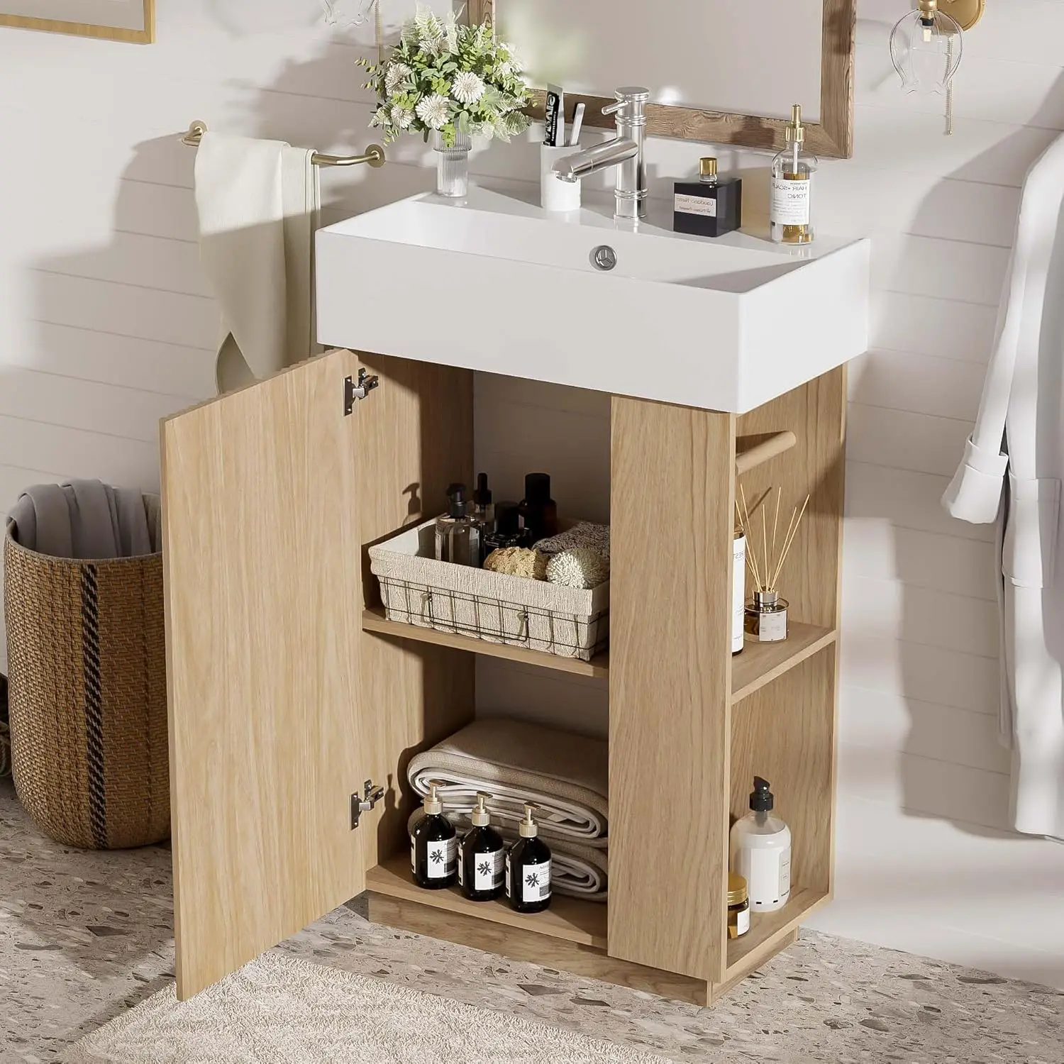 21.6" Fluted Wood Vanity 4