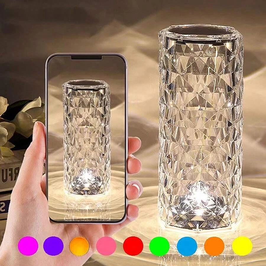 LED Night Light USB Rechargeable Rose Touch Table Lamp 16 Color Romantic Desk Lamp Bedroom Bedside Living Room Decoration Lamp